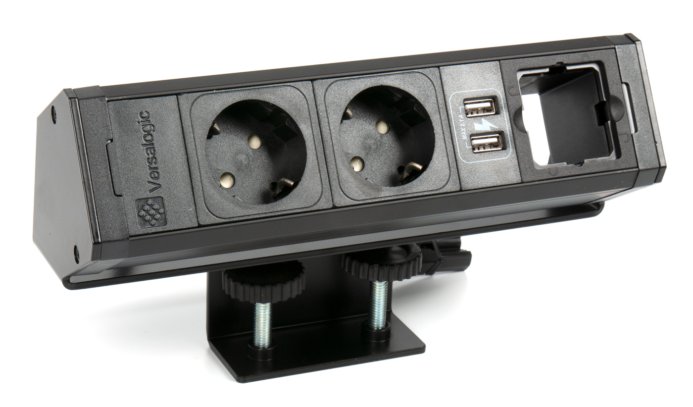 Блок розеток VersaDesk (2*220+2*USB + пустой модуль), кабель GST18 0,2м черный