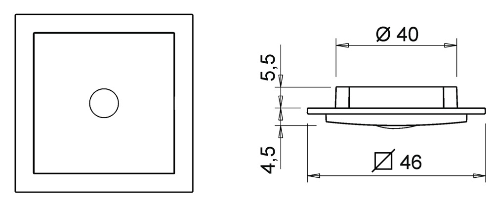 Светильник светодиодный Slide, 1,2Вт, 12В, свет теплый алю, 46х46х10мм
