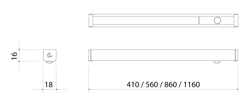 Светильник светодиодный Twig IFR Master, 7,5Вт, 12В, свет холодный алю, 1160х16х18