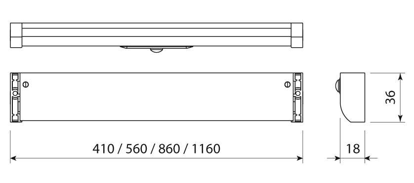 Светильник светодиодный Leaf IFR, 1,7Вт, 12В, свет холодный алю, 410х36х18мм