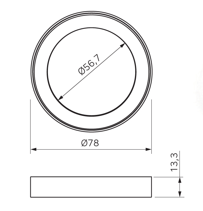 Светильник BUTTON 3Вт, 12В, накладной, круглый, кабель 2м серебристый