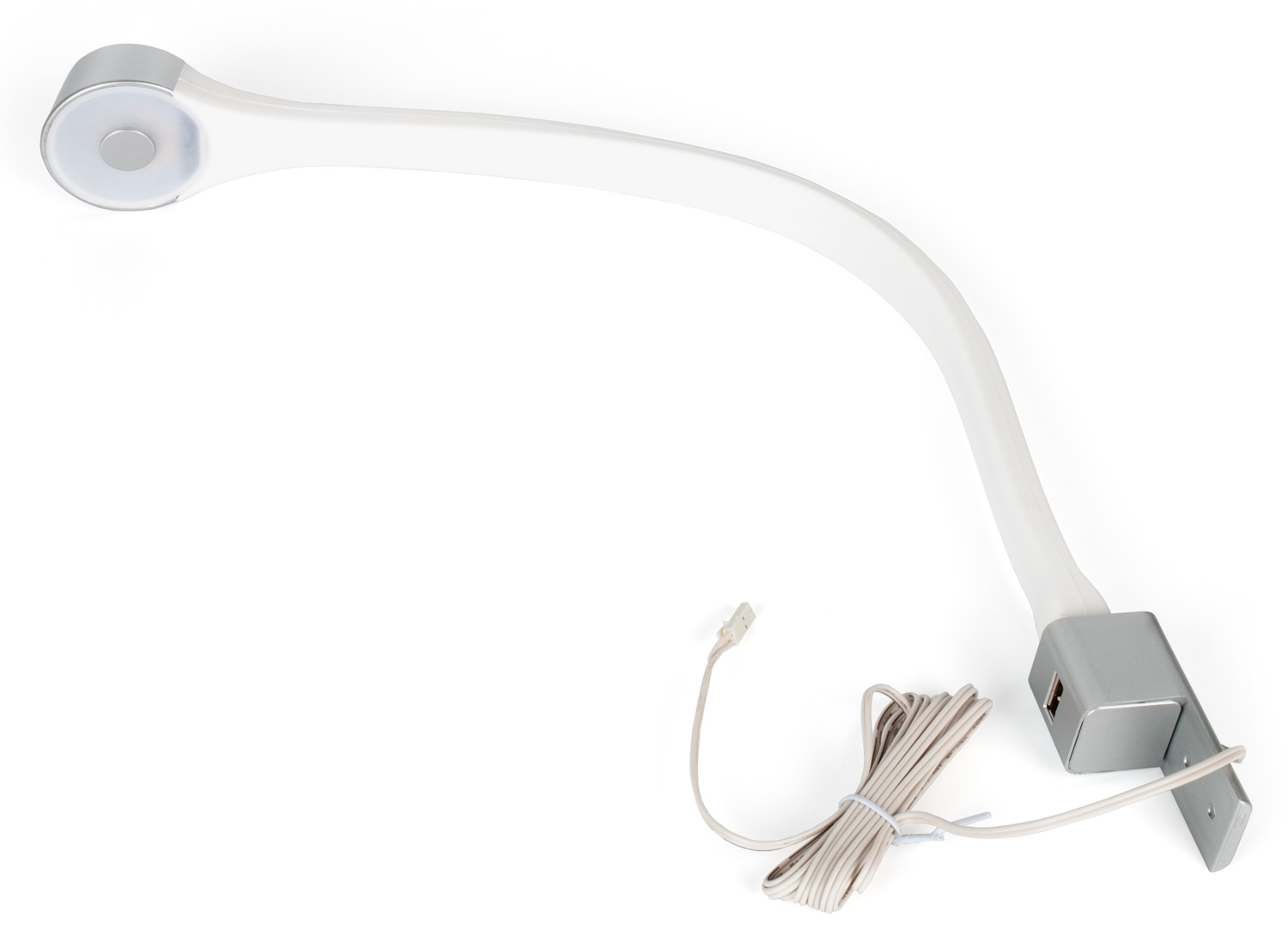 Светильник FLEXI  2,5Вт, 12В, с разъемом USB и кабелем 2м с разьемом mini серебро/свет натуральный