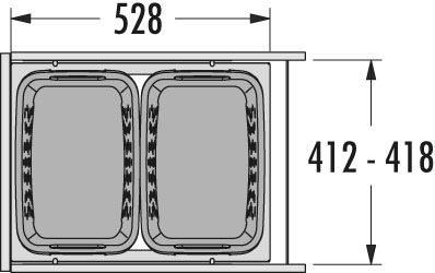 Система хранения белья Laundry-Carrier 45 NEW, 2х33л (ст.арт.3270-45) белая рама, 412-418x528x545мм