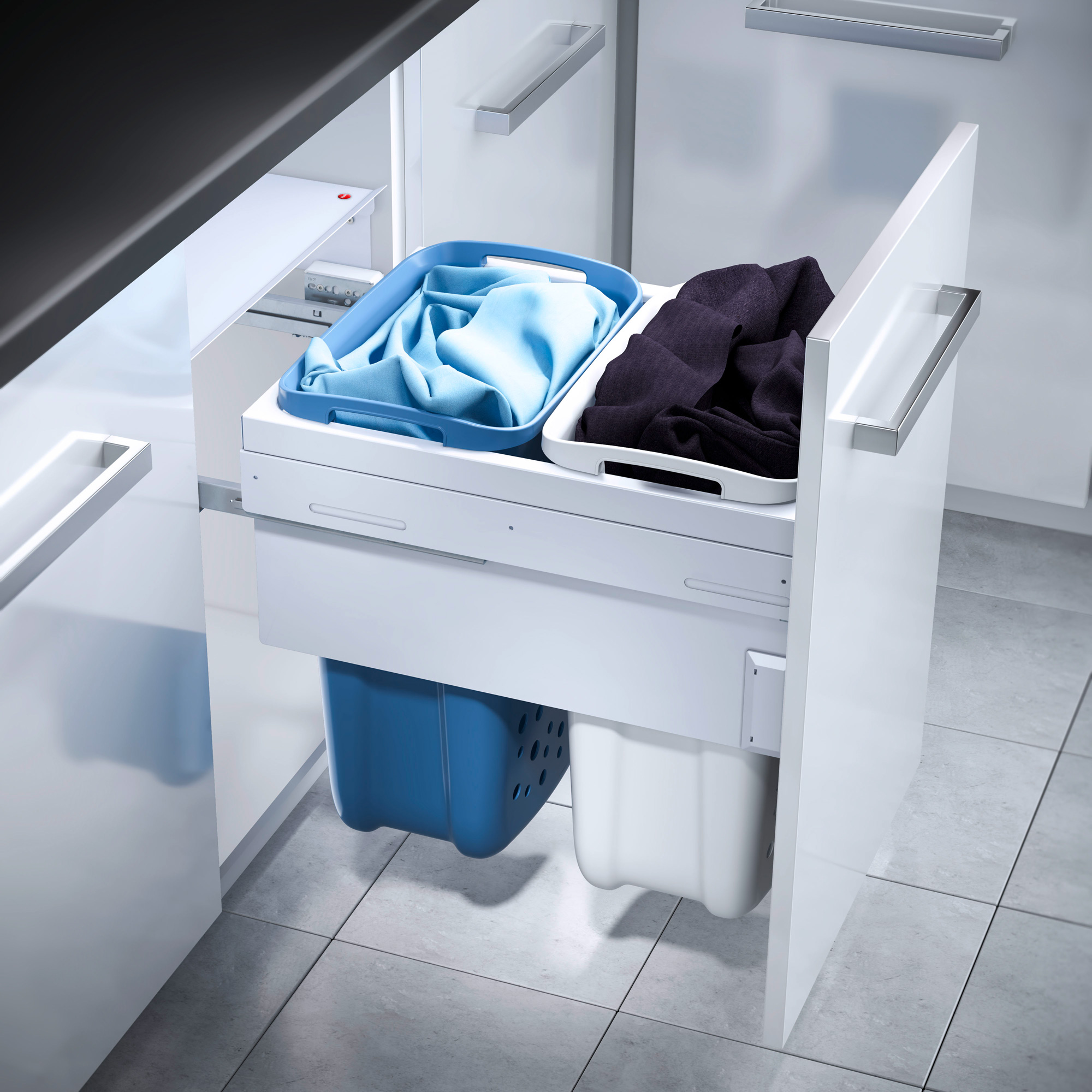 Система хранения белья Laundry-Carrier 50, 2х33л белая рама, 462-468x528x545мм
