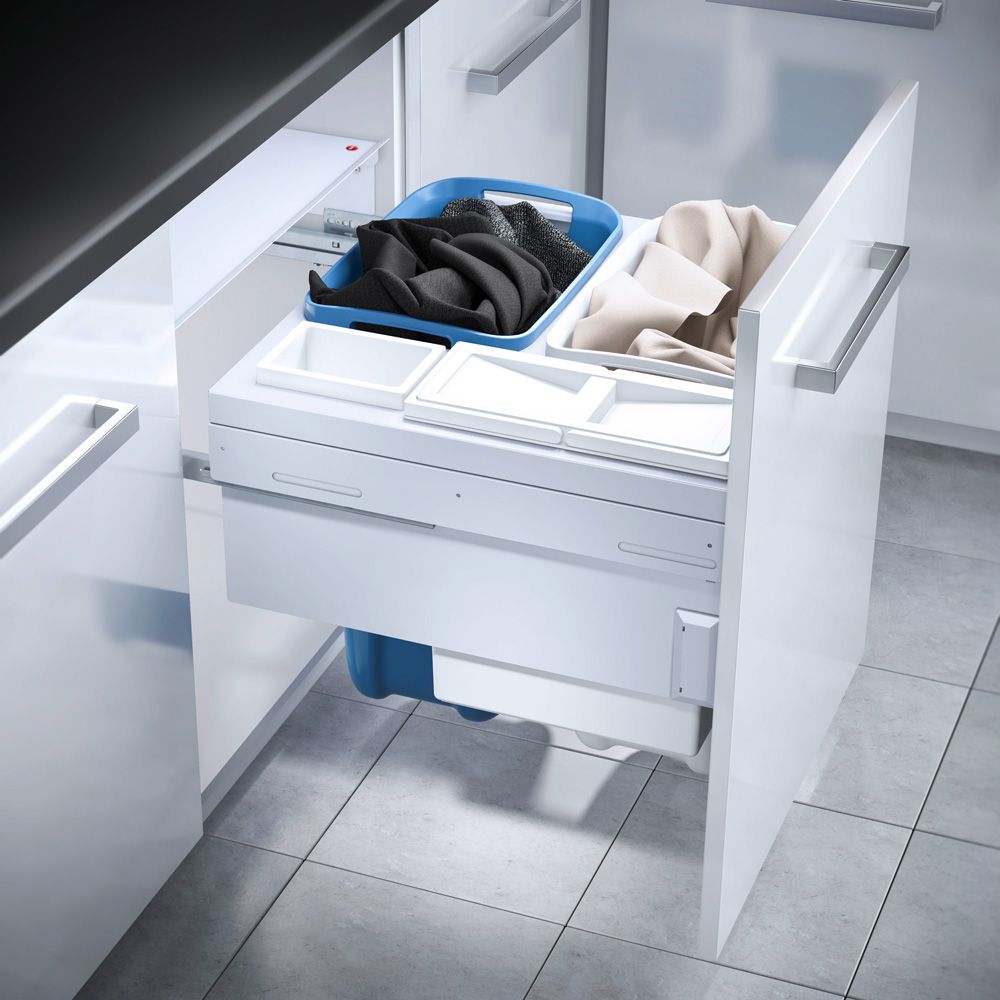 Система хранения белья Laundry-Carrier 60 NEW, 2х33л, 1х12л, 1х2,5л (ст.арт.3270-60) белая рама, 562-568x528x545мм