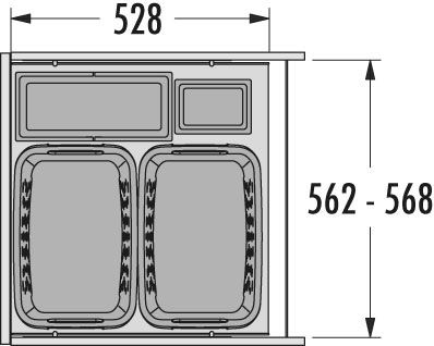 Система хранения белья Laundry-Carrier 60 NEW, 2х33л, 1х12л, 1х2,5л (ст.арт.3270-60) белая рама, 562-568x528x545мм