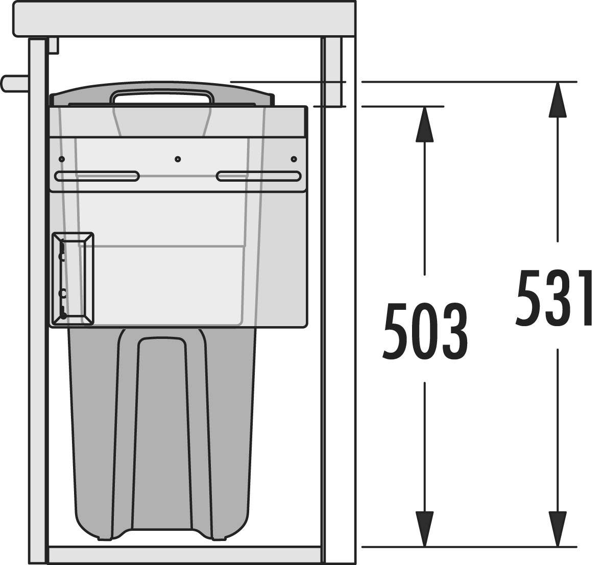 Система хранения белья Laundry-Carrier 60 Bathroom, 1х33л, 1х4л серебристая рама, 562-568x298x531мм