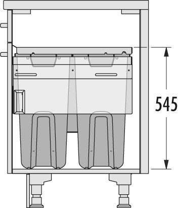 Система хранения белья Laundry-Carrier 60, 2х33л, 1х12л, 1х2,5л темно-серая рама, 562-568x528x545мм