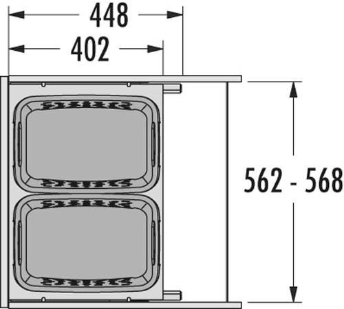 Система хранения белья Laundry-Carrier 60, 2х33л. темно-серая рама, 562-568x448x545мм