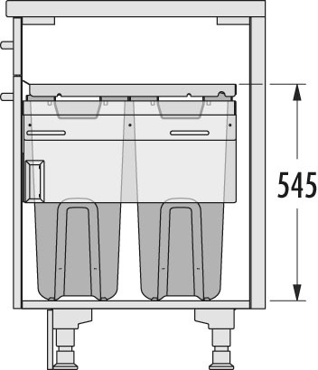 Система хранения белья Laundry-Carrier 50, 2х33л темно-серая рама, 462-468x528x545мм
