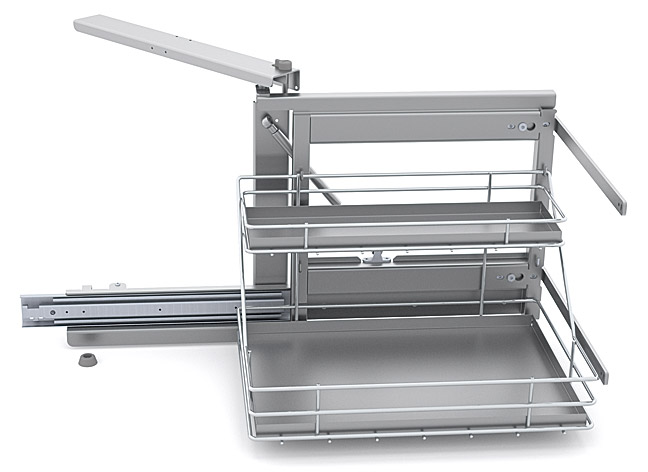 Выдвижная система Shelf Inox правая со стальными поддонами в шкаф 50см, Soft-Close 415*500