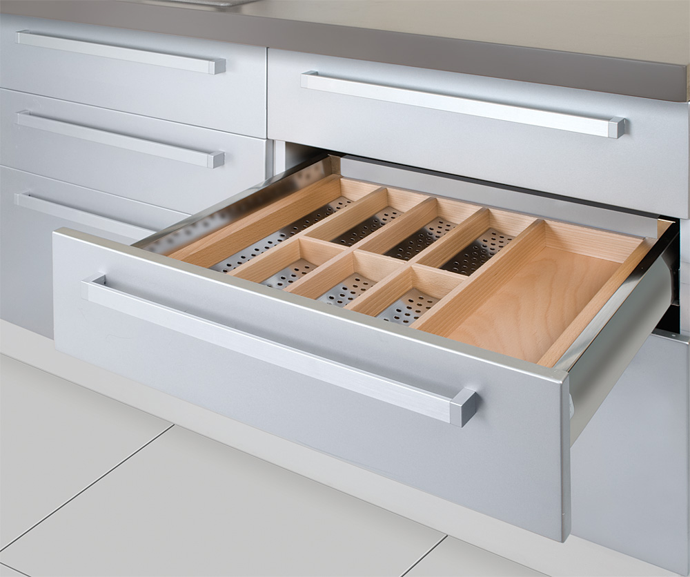 Лоток Fit Decor для столовых приборов 450 с 3 вкладышами из нерж. стали (Blum) 471*369*56