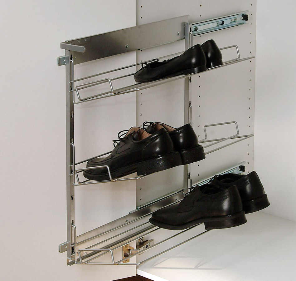 Выкатная система для хранения обуви хром